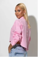 Cropped πουκάμισο με κουμπιά μπρος πίσω ροζ