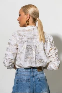 Πουκάμισο splash print foil λευκό-χρυσό