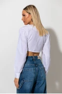 Cropped πουκάμισο με ασύμμετρη λεπτομέρεια λευκό