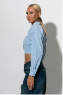 Cropped πουκάμισο με οβάλ σχέδιο μπροστά σιελ
