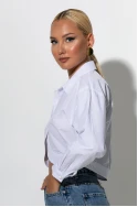 Cropped πουκάμισο με οβάλ σχέδιο μπροστά λευκό Cropped πουκάμισο με οβάλ σχέδιο μπροστά λευκό