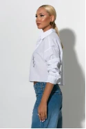 Cropped πουκάμισο με strass  λευκό