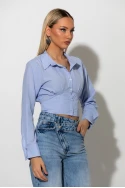 Cropped πουκαμισο με δέσιμο πίσω σιελ