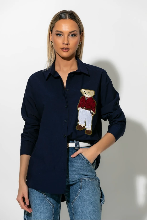 Πουκάμισο με patch bear μπλε Πουκάμισο με patch bear μπλε