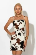 Jean Μίνι φόρεμα τιραντέ cow print με τρουκς μπεζ Jean Μίνι φόρεμα τιραντέ cow print με τρουκς μπεζ