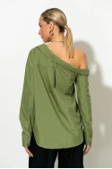 Πουκάμισο ασύμμετρο off-shoulder λαδί Πουκάμισο ασύμμετρο off-shoulder λαδί
