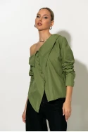 Πουκάμισο ασύμμετρο off-shoulder λαδί Πουκάμισο ασύμμετρο off-shoulder λαδί