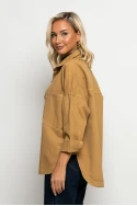 Jean jacket ασύμμετρο με μεγάλες τσέπες ταμπά Jean jacket ασύμμετρο με μεγάλες τσέπες ταμπά