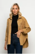 Jean jacket ασύμμετρο με μεγάλες τσέπες ταμπά Jean jacket ασύμμετρο με μεγάλες τσέπες ταμπά