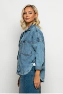 Jean jacket ασύμμετρο με μεγάλες τσέπες μπλε ντένιμ ανοιχτό Jean jacket ασύμμετρο με μεγάλες τσέπες μπλε ντένιμ ανοιχτό