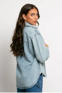 Jean jacket ασύμμετρο με τσέπες μπλε ανοιχτό Jean jacket ασύμμετρο με τσέπες μπλε ανοιχτό
