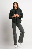 Jean jacket ασύμμετρο με τσέπες μαύρο