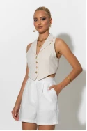 Γιλέκο cropped με άνοιγμα και δέσιμο πίσω μπεζ Γιλέκο cropped με άνοιγμα και δέσιμο πίσω μπεζ