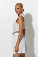 Γιλέκο cropped με άνοιγμα και δέσιμο πίσω μπεζ Γιλέκο cropped με άνοιγμα και δέσιμο πίσω μπεζ