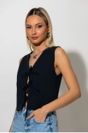 Γιλέκο με lace up δέσιμο μπλε Γιλέκο με lace up δέσιμο μπλε