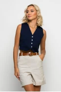 Cropped γιλέκο μπλε navy Cropped γιλέκο μπλε navy
