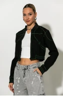 Jean jacket με λεπτομέρεια γαζιά μπλε ντένιμ Jean jacket με λεπτομέρεια γαζιά μπλε ντένιμ