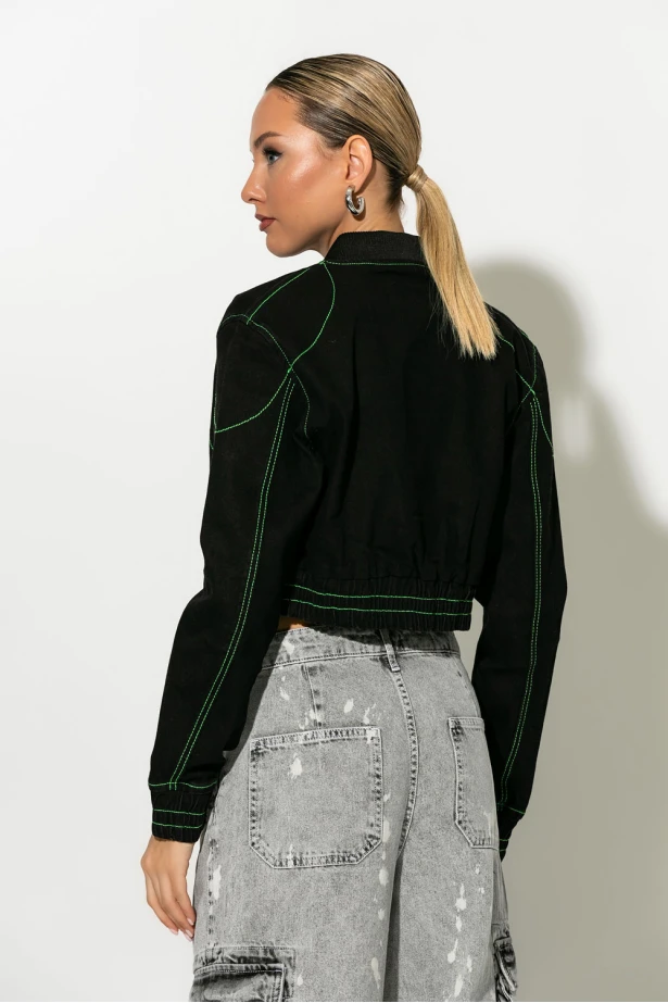 Jean jacket με λεπτομέρεια γαζιά μπλε ντένιμ Jean jacket με λεπτομέρεια γαζιά μπλε ντένιμ