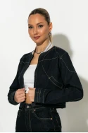Jean jacket με λεπτομέρεια γαζιά μπλε ντένιμ Jean jacket με λεπτομέρεια γαζιά μπλε ντένιμ