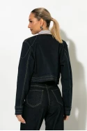 Jean jacket με λεπτομέρεια γαζιά μπλε ντένιμ Jean jacket με λεπτομέρεια γαζιά μπλε ντένιμ