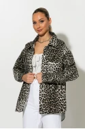Jean jacket leopard print με τσέπες καφέ Jean jacket leopard print με τσέπες καφέ