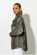 Jean jacket leopard print με τσέπες καφέ Jean jacket leopard print με τσέπες καφέ