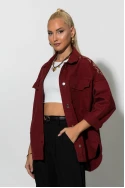Jean jacket με boho κεντήματα μπορντό
