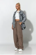 Jean jacket με boho κεντήματα γκρι