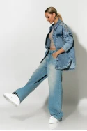 Jean jacket με boho κεντήματα μπλε