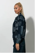 Jean jacket patchwork μπλε ντένιμ