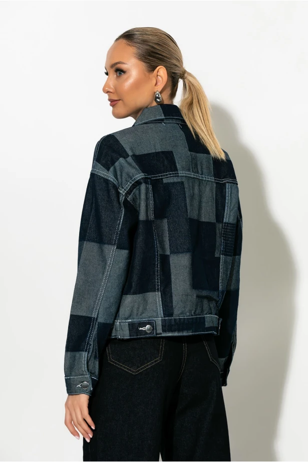 Jean jacket patchwork μπλε ντένιμ Jean jacket patchwork μπλε ντένιμ