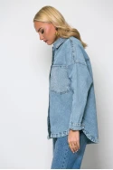 Jean jacket με στρας στον γιακά και στις τσέπες μπλε