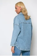Jean jacket με στρας στον γιακά και στις τσέπες μπλε