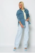 Jean jacket με ξέφτια μπλε