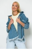 Jean jacket με ξέφτια μπλε