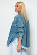Jean jacket με ξέφτια μπλε