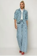Jean jacket με πέρλες star μπλε