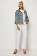 Jean jacket με πέρλες star γκρι
