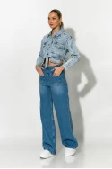 Cropped jean jacket με ασύμμετρες τσέπες μπλε Cropped jean jacket με ασύμμετρες τσέπες μπλε