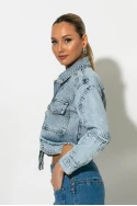 Cropped jean jacket με ασύμμετρες τσέπες μπλε Cropped jean jacket με ασύμμετρες τσέπες μπλε