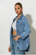 Jean jacket με τρουκς και στρας μπλε Jean jacket με τρουκς και στρας μπλε