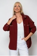 Jean jacket με τρουκς και στρας μπορντό