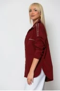 Jean jacket με τρουκς και στρας μπορντό