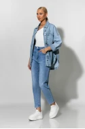 Jean jacket με στρας στην τσέπη και στην πλάτη μπλε ανοιχτό Jean jacket με στρας στην τσέπη και στην πλάτη μπλε ανοιχτό