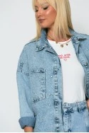 Jean jacket με στρας μπλε ανοιχτό