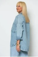 Jean jacket με στρας μπλε ανοιχτό