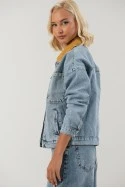 Jean jacket με κοτλέ γιακά μπλε ανοιχτό