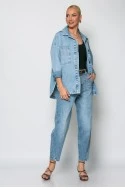 Oversized jean jacket με στρας μπλε