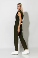 Σετ baggy παντελόνι και cropped γιλέκο με ζωνάκι και φερμουάρ χακί Σετ baggy παντελόνι και cropped γιλέκο με ζωνάκι και φερμουάρ χακί