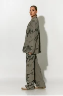 Oversized Blazer graffiti-style prints γκρι μπεζ Oversized Blazer graffiti-style prints γκρι μπεζ
